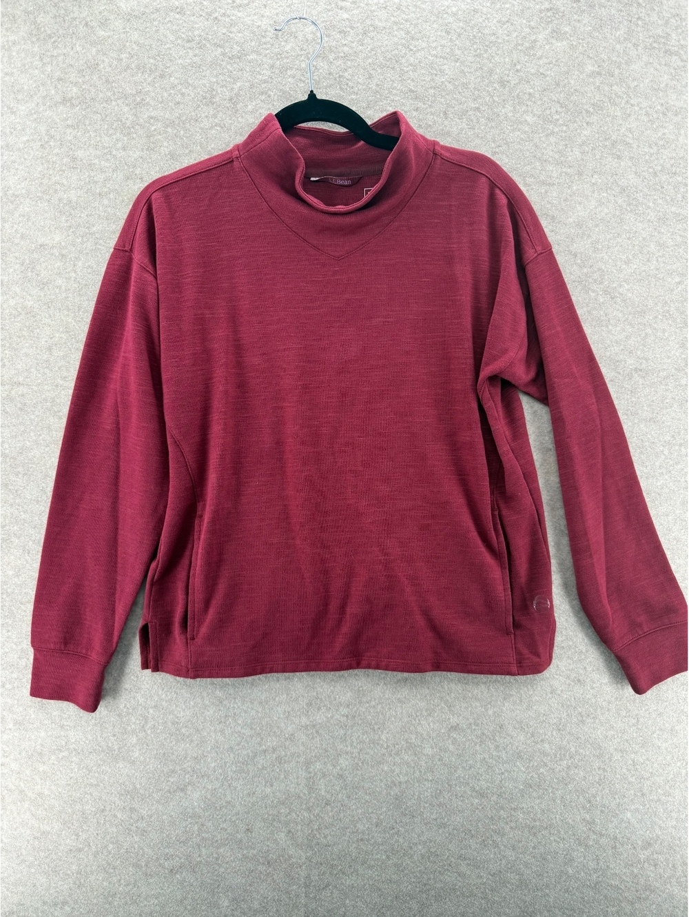 L.L.Bean Women’s Mock Neck Pullover Top Burgundy Small